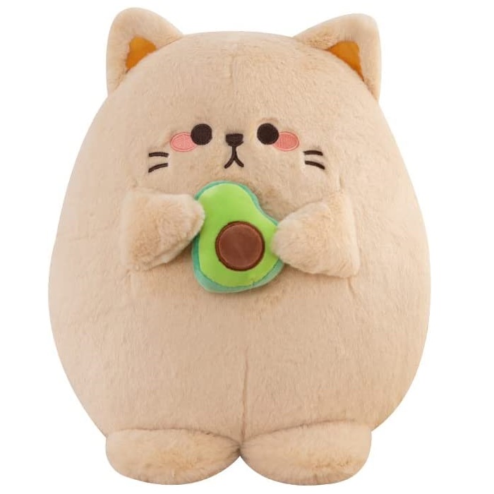 عروسک طرح گربه آوکادو مدل Kawaii Avocado Cat ارتفاع 24 سانتی‌متر