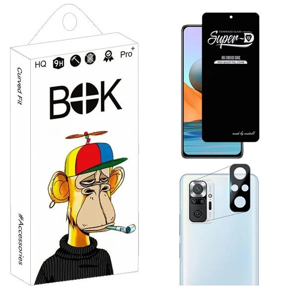محافظ صفحه نمایش بوک مدل Clear SuperD مناسب برای گوشی موبایل شیائومی Redmi Note 10 Pro / Note 10 Pro Max به همراه محافظ لنز دوربین