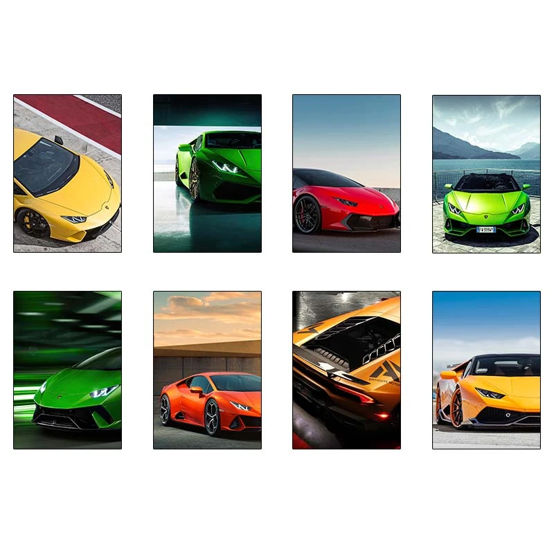 پوستر کارنيکا طرح لامبورگینی هوراکان Lamborghini Huracan کد 19782 مجموعه 8 عددی