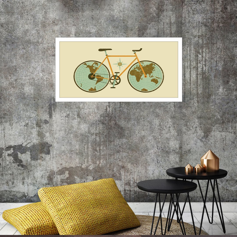تابلو بکلیت طرح دوچرخه و نقشه جهان مدل W-S4660
