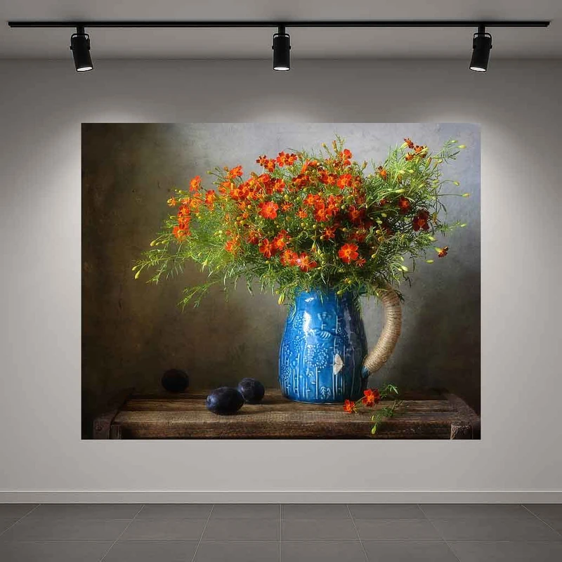پوستر پارچه ای طرح مخمل گل مدل گلدان گل کد PD1311879