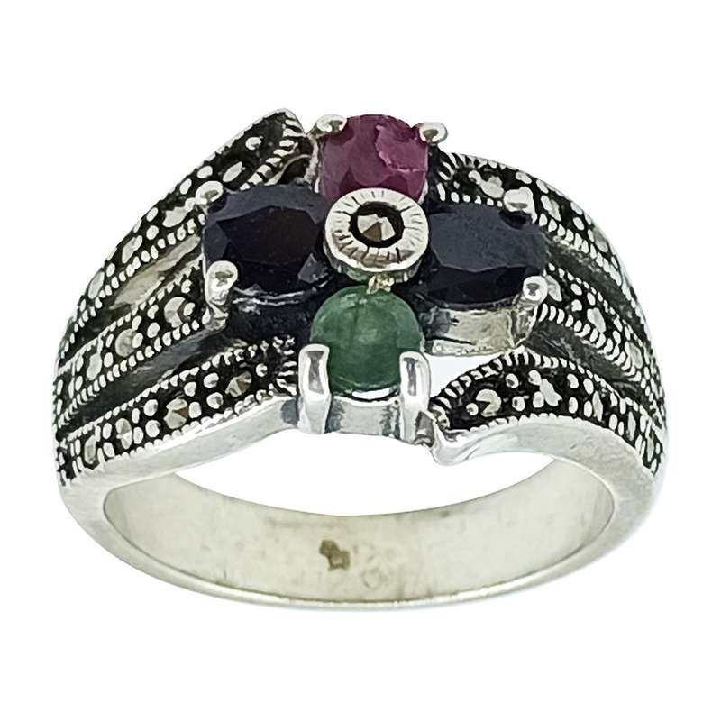 انگشتر نقره زنانه سلین کالا مدل یاقوت و زمرد ce-As309