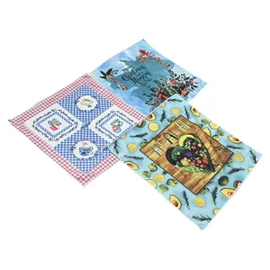 حوله آشپزخانه طرح دستمالی مدل GD52 سایز 40x40 سانتی متر بسته سه عددی