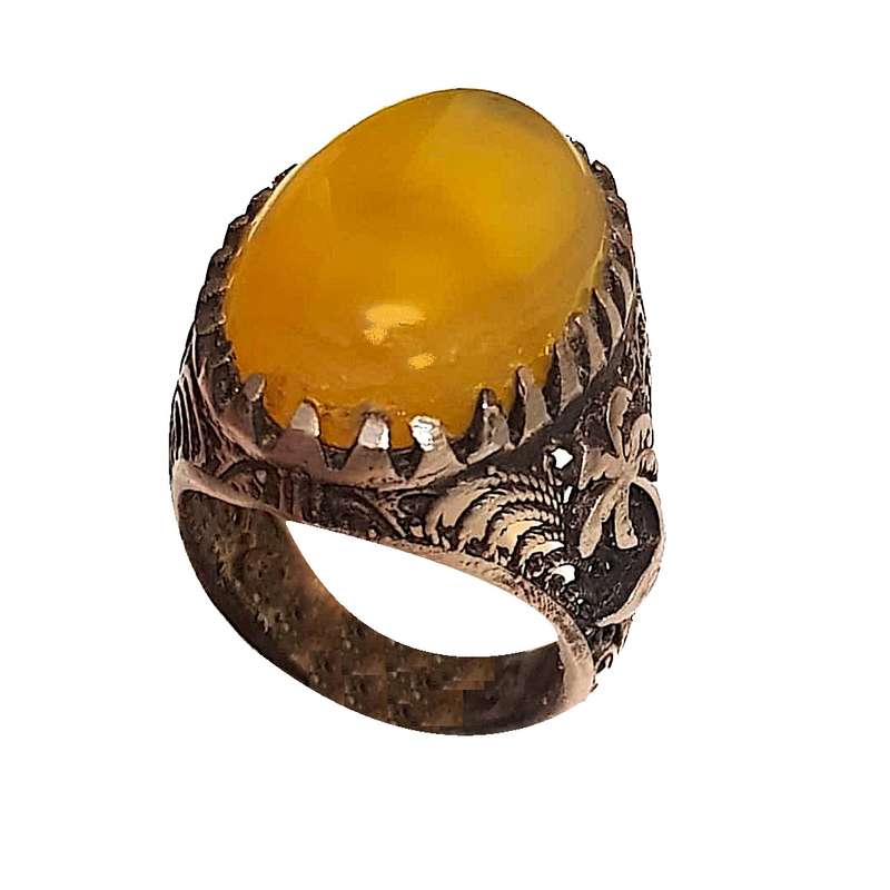 انگشتر نقره مردانه مدل شرف الشمس معدنی طرح نخل