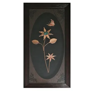 تابلو فیروزه کوبی طرح گل و پروانه مسی کد 002