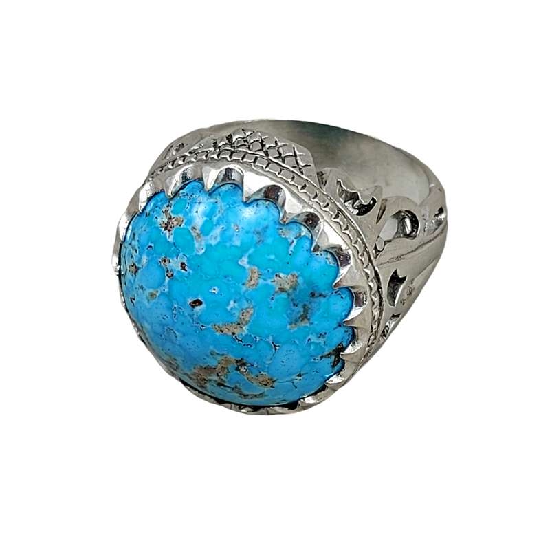 انگشتر نقره مردانه مدل فیروزه کرمان 