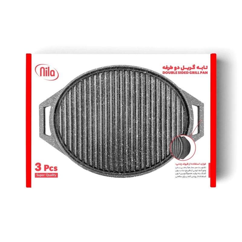 عکس شماره 4 : تابه گریل نیلا مدل دست ساز سایز 33