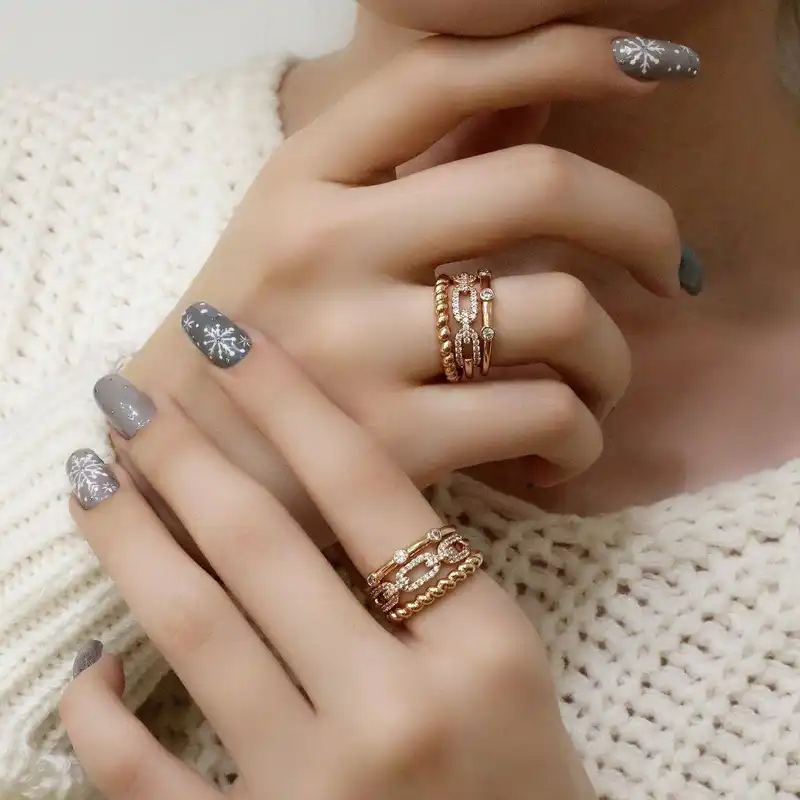 انگشتر زنانه ژوپینگ مدل پورتوفینو سه حلقه کد xp2291