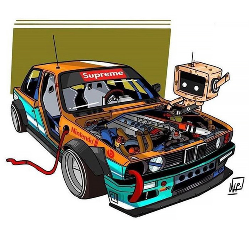 استیکر لپ ناپ و موبایل طرح ماشین BMW کد 1777
