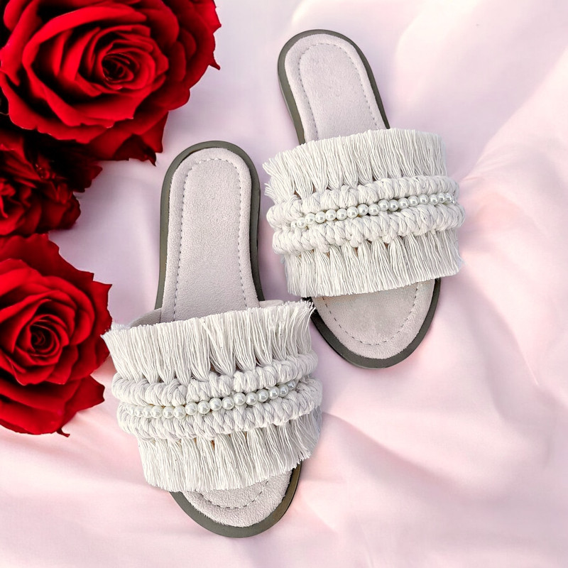 صندل زنانه مدل مکرومه کرم