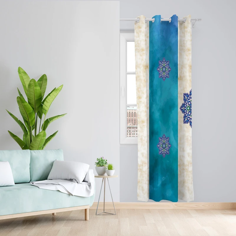 پرده طرح مهر مدل مخمل پانچی کد 1355 z سایز 140x200 سانتی متر