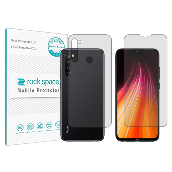 محافظ صفحه نمایش شفاف راک اسپیس مدل HyGEL مناسب برای گوشی موبایل شیائومی Redmi Note 8 به همراه محافظ پشت