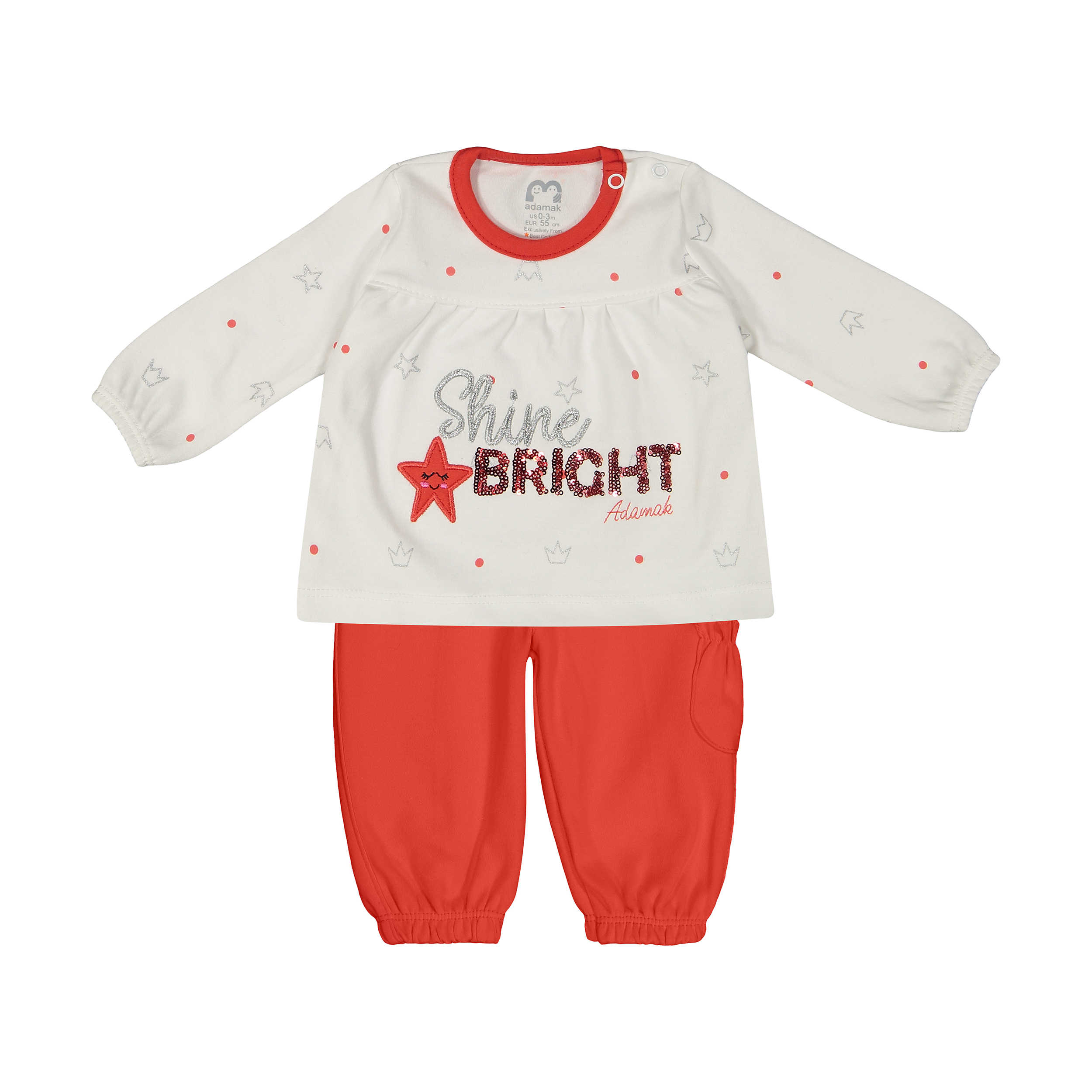 ست تی شرت و شلوار نوزادی دخترانه آدمک مدل 2171127-72