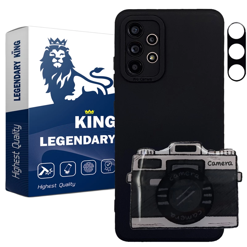 کاور لاین کینگ مدل دوربین عکاسی مناسب برای گوشی موبایل سامسونگ Galaxy A33 5G به همراه پایه نگهدارنده و محافظ لنز