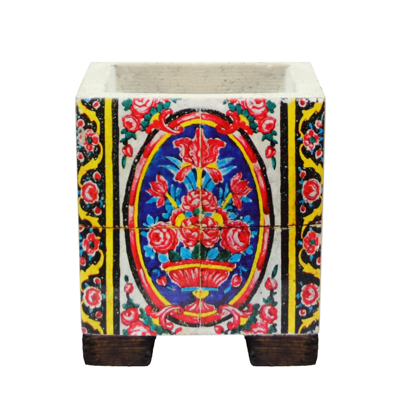 گلدان طرح کاشی کد 04-mim