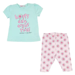 ست تی شرت و شلوارک دخترانه مدل HAPPY DAY