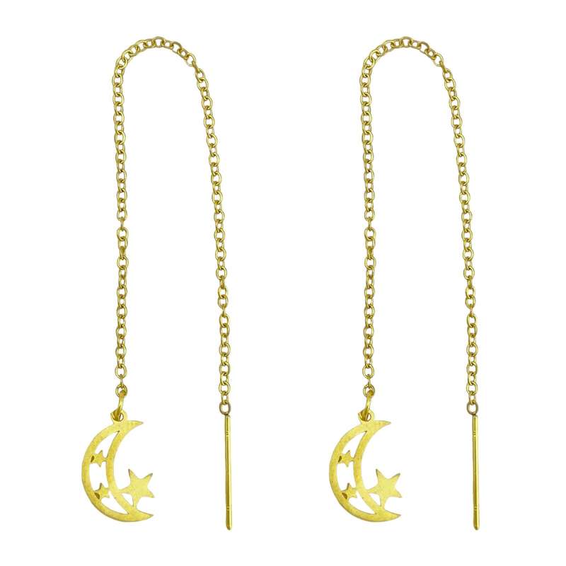 گوشواره زنانه مدل بخیه ماه و ستاره کد E4753