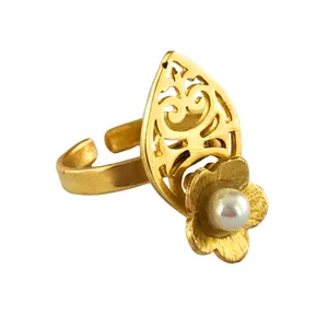 انگشتر زنانه گالری عزیزی طرح گل مدل gz99888