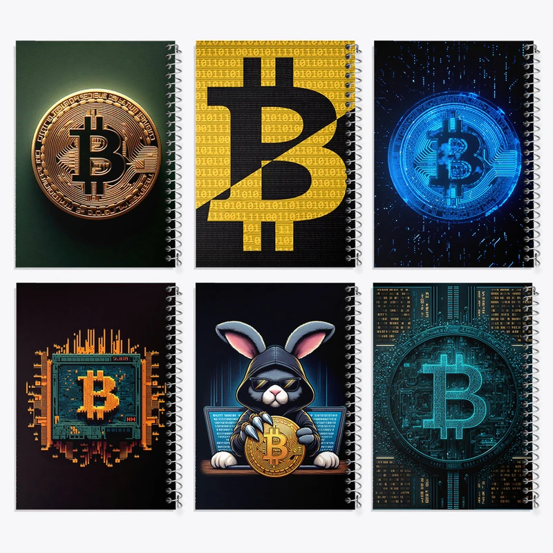 دفتر مشق 100 برگ خندالو طرح بیت کوین (Bitcoin) کد 558 مجموعه 6 عددی