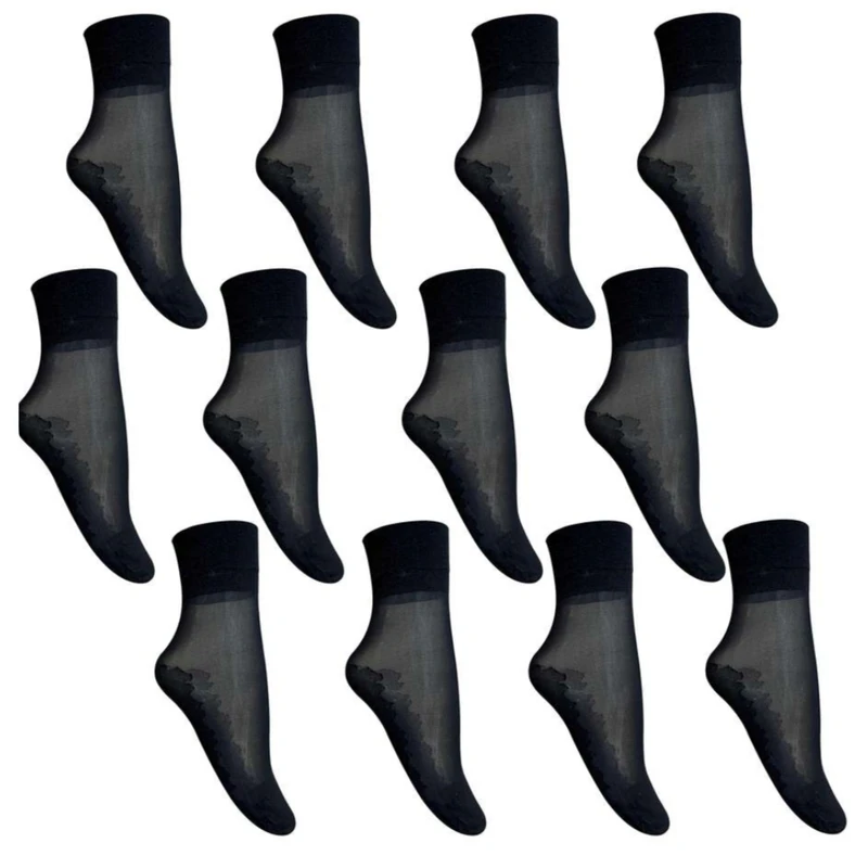 جوراب ساق کوتاه زنانه بهپوش مدل شیشه ای نازک بسته 12عددی 