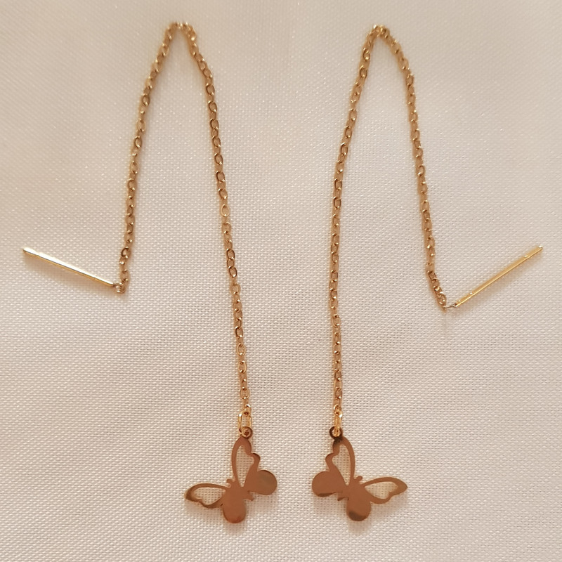 گوشواره زنانه مدل بخیه ای پروانه 3235 گوشواره زنانه مدل بخیه ای پروانه 3235