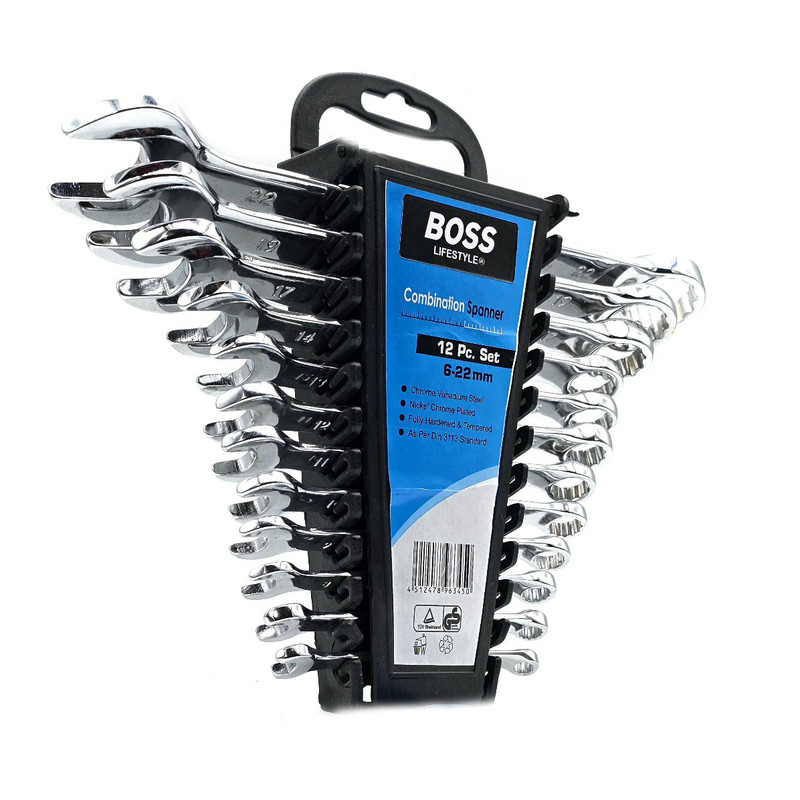 آچار یکسر تخت و یکسر رینگی باس مدل 6-22MM مجموعه 12 عددی