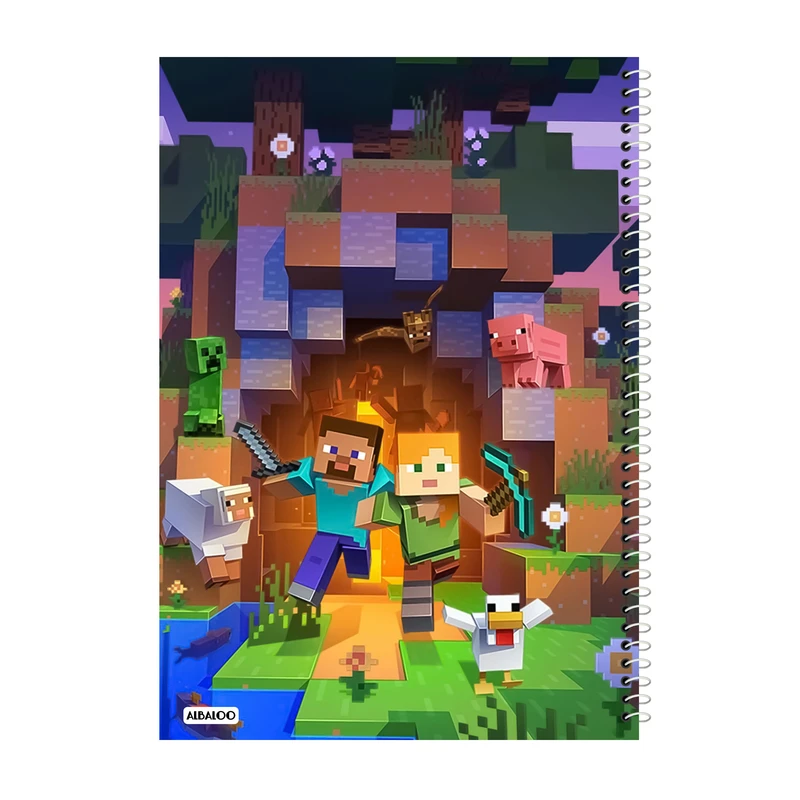 دفتر مشق 100 برگ آلبالو طرح ماینکرافت کد 2375