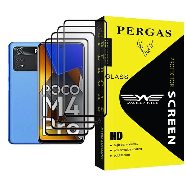 محافظ صفحه نمایش وایلی نایس مدل Pergas Glass MIX004 مناسب برای گوشی موبایل شیائومی Poco M4 Pro بسته چهار عددی