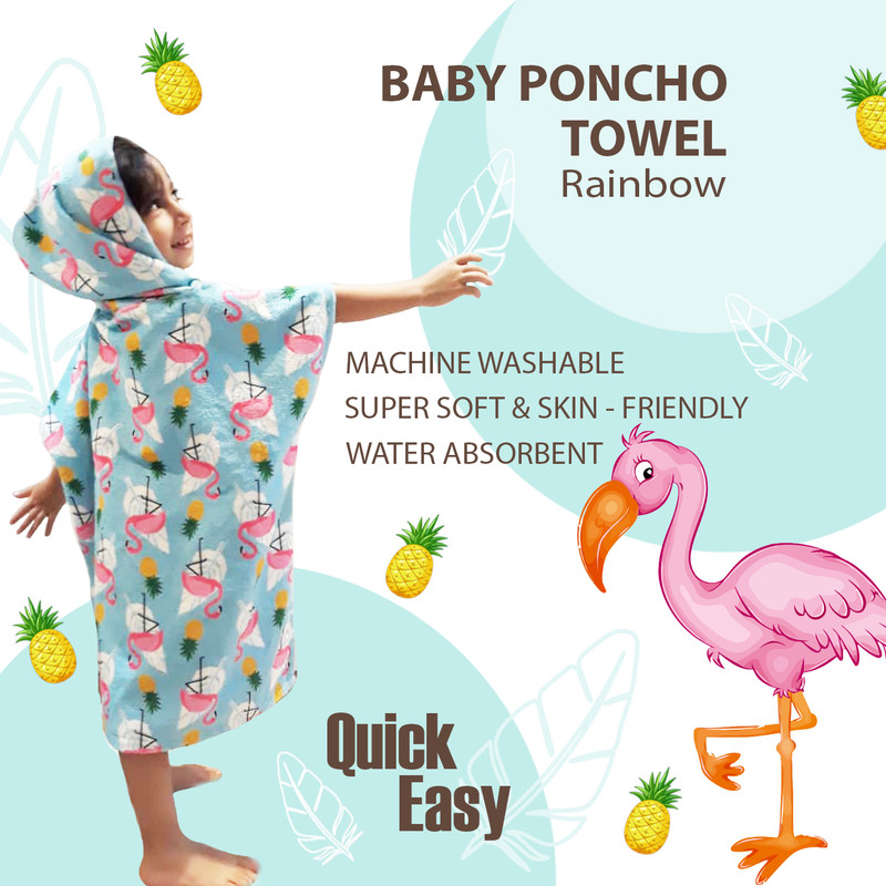 حوله کودک رینبو مدل Poncho-Flam سایز 60x60 سانتی متر