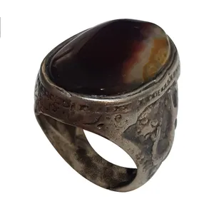 انگشتر نقره مردانه مدل عقیق سلیمانی AS218190 