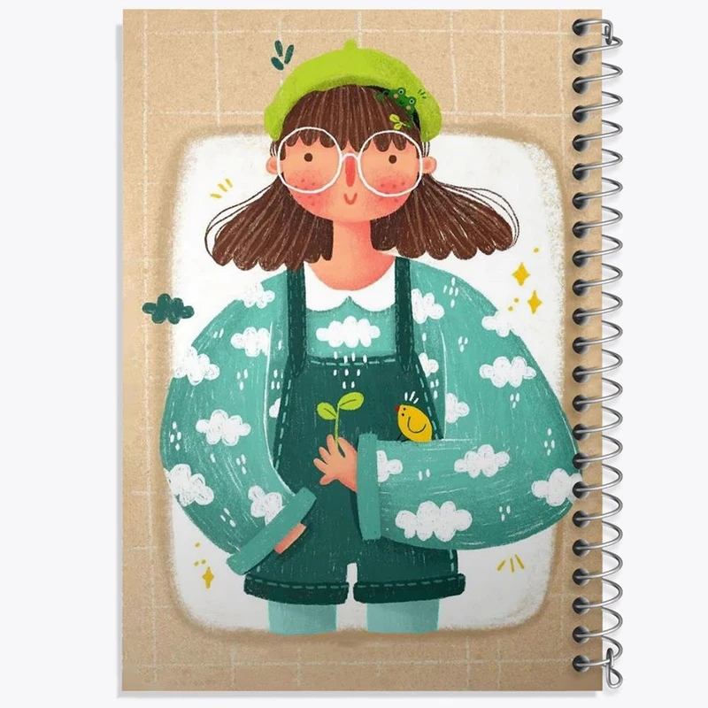 دفتر ژورنال نویسی 50 برگ خندالو مدل نقطه ای طرح دخترانه فانتزی کد 25731