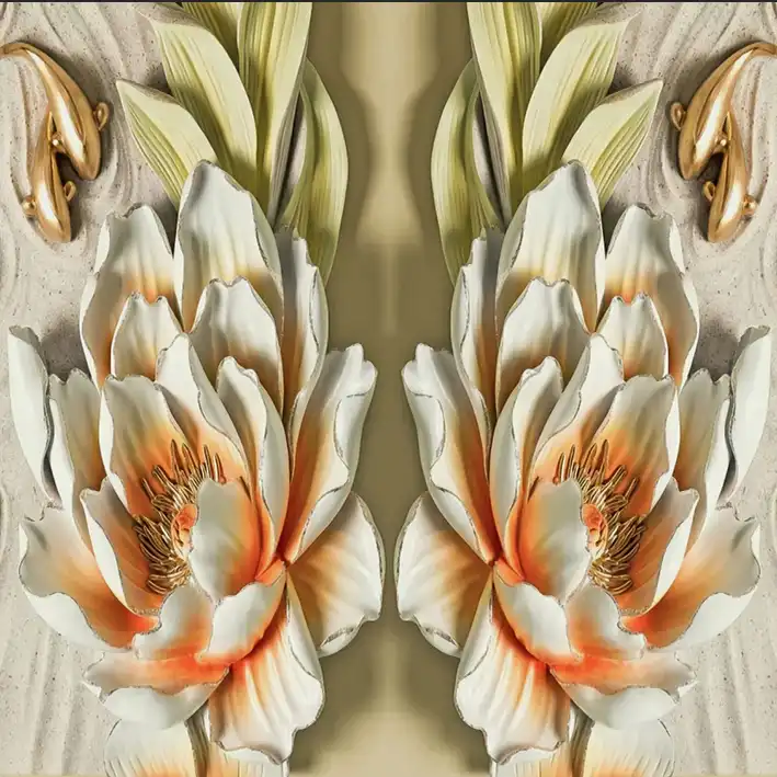 پوستر دیواری سه بعدی مدل گل برجسته گچی DRVF1121