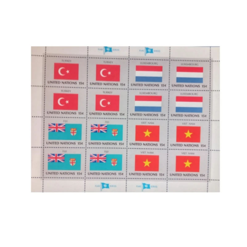 تمبر یادگاری مدل سازمان ملل پرچم مجموعه 16 عددی 