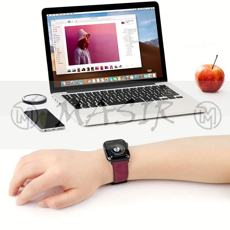 بند مسیر مدل Fashion Temu Leather Strap مناسب برای اپل واچ سری 1/2/3/4/5/6/7/8/9/ SE / ULTRA / ULTRA 2 سایز 42/44/45/49 میلی متری