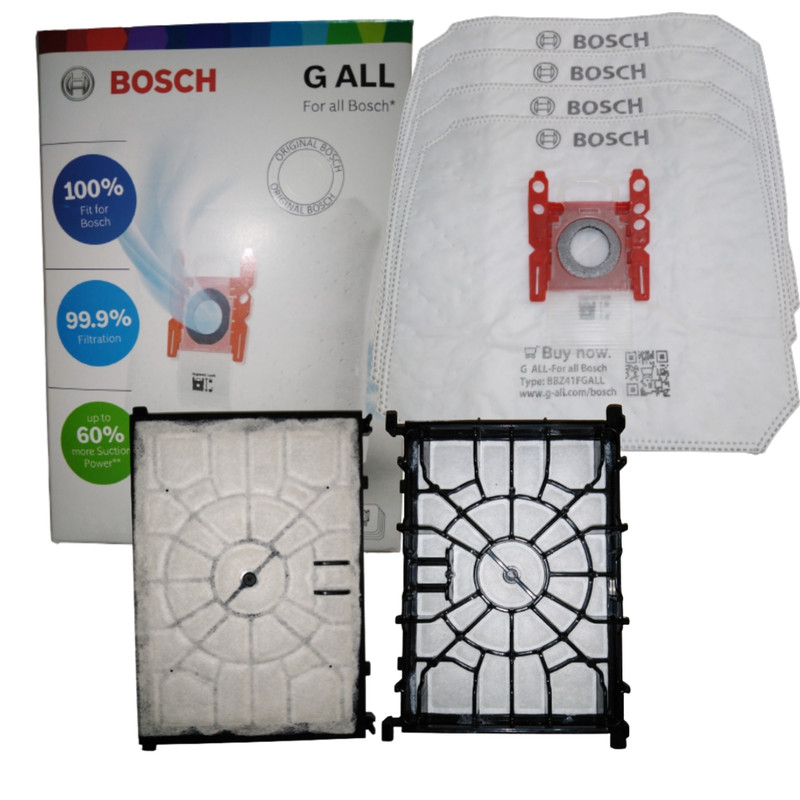 پاکت جاروبرقی بوش مدل G-ALL مناسب برای جاروبرقی های بوش و زیمنس بسته 4 عددی به همراه فیلتر موتور جارو