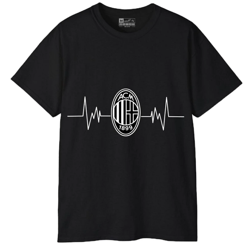 تی‌شرت آستین کوتاه مردانه پاد آفرین مدل فوتبالی آث میلان کد 414 رنگ مشکی