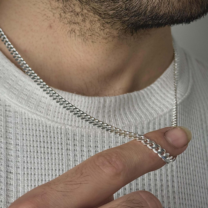 زنجیر نقره مردانه مدل ترک کد ZR_111