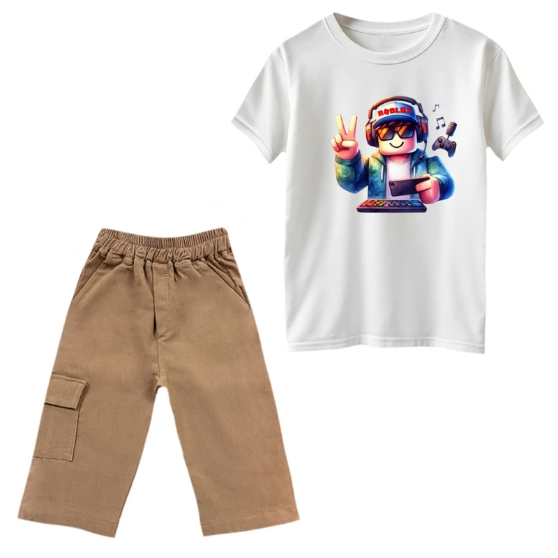 ست تی‌شرت و شلوارک پسرانه مدل روبلاکس کد 3