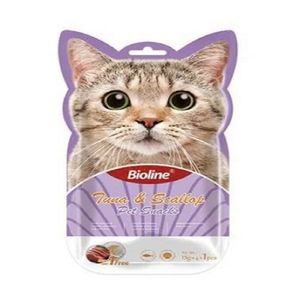 بستنی گربه بایولاین مدل ماهی تن و گوش ماهی وزن 15گرم بسته 5 عددی