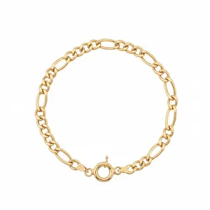 دستبند زنجیری طلا کم اجرت 18 عیار زنانه پندار گلد مدل فیگارو کد DB15