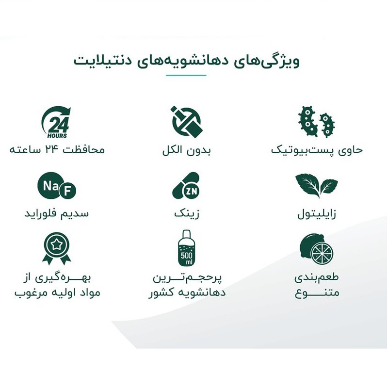 دهان شویه دنتیلایت مدل پست بیوتیک حجم 500 میلی‌لیتر