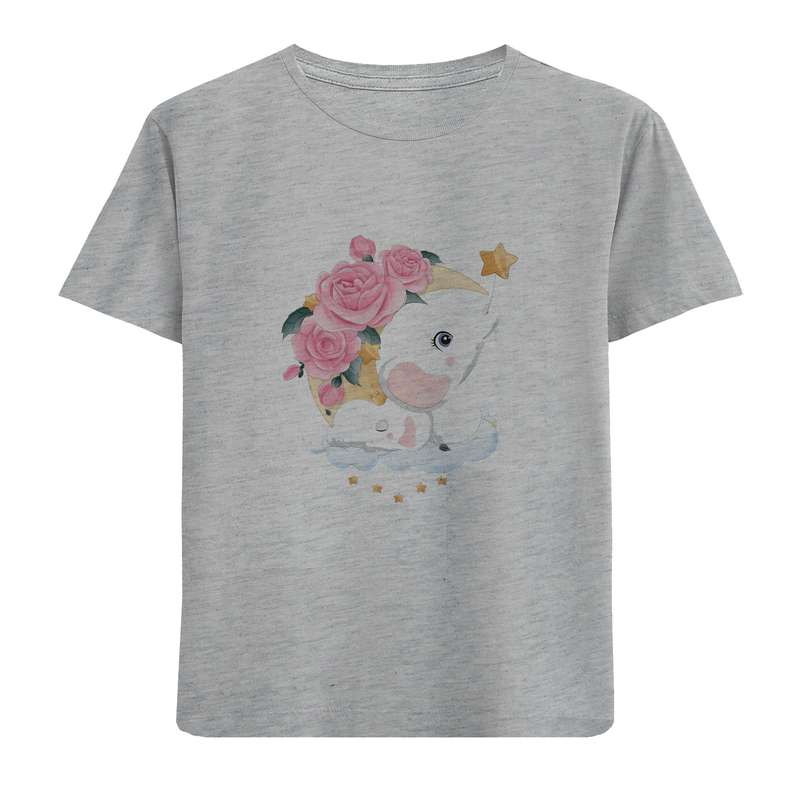 تی شرت آستین کوتاه دخترانه مدل خرگوش وگل D106