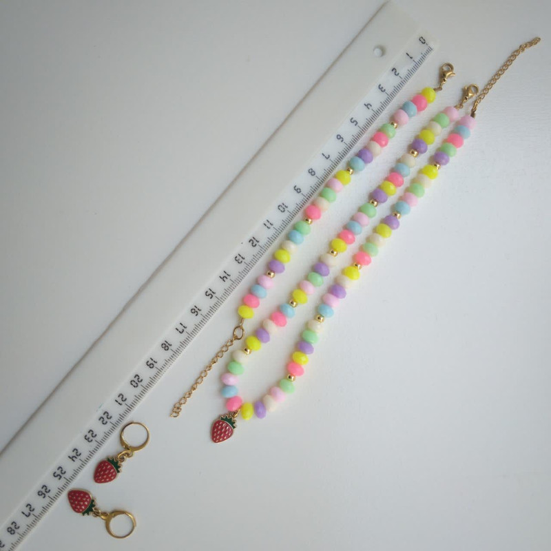 نیم ست دخترانه مدل مهره ای توت فرنگی کد 0317 نیم ست دخترانه مدل مهره ای توت فرنگی کد 0317