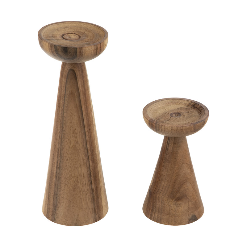 شمعدان مدل مخروط چوبی مجموعه 2 عددی