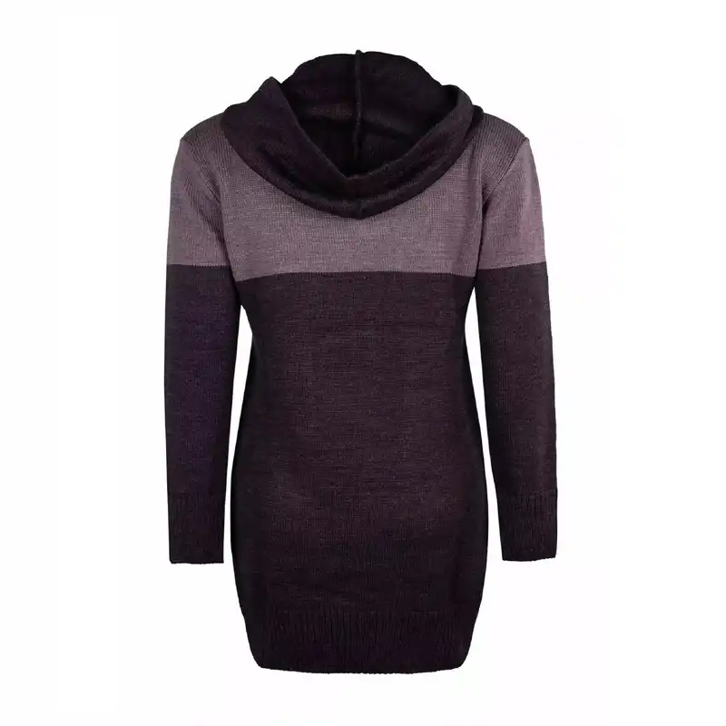 هودی بافت زنانه تولیکا مدل کلاهدار کد 787815 رنگ بادمجانی