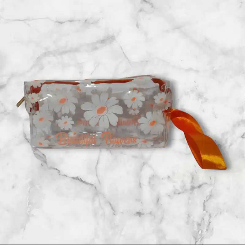 کیف لوازم آرایش زنانه مدل طلقی مکعبی گلدار