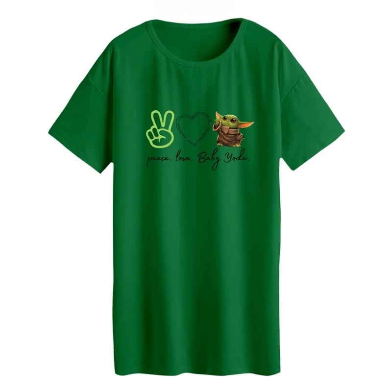 تی شرت لانگ زنانه مدل بیبی یودا صلح