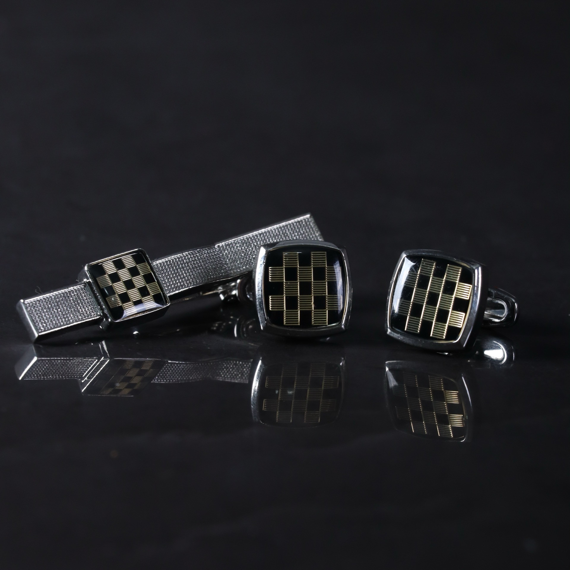 ست دکمه سردست و گیره کراوات مردانه نسن مدل S17