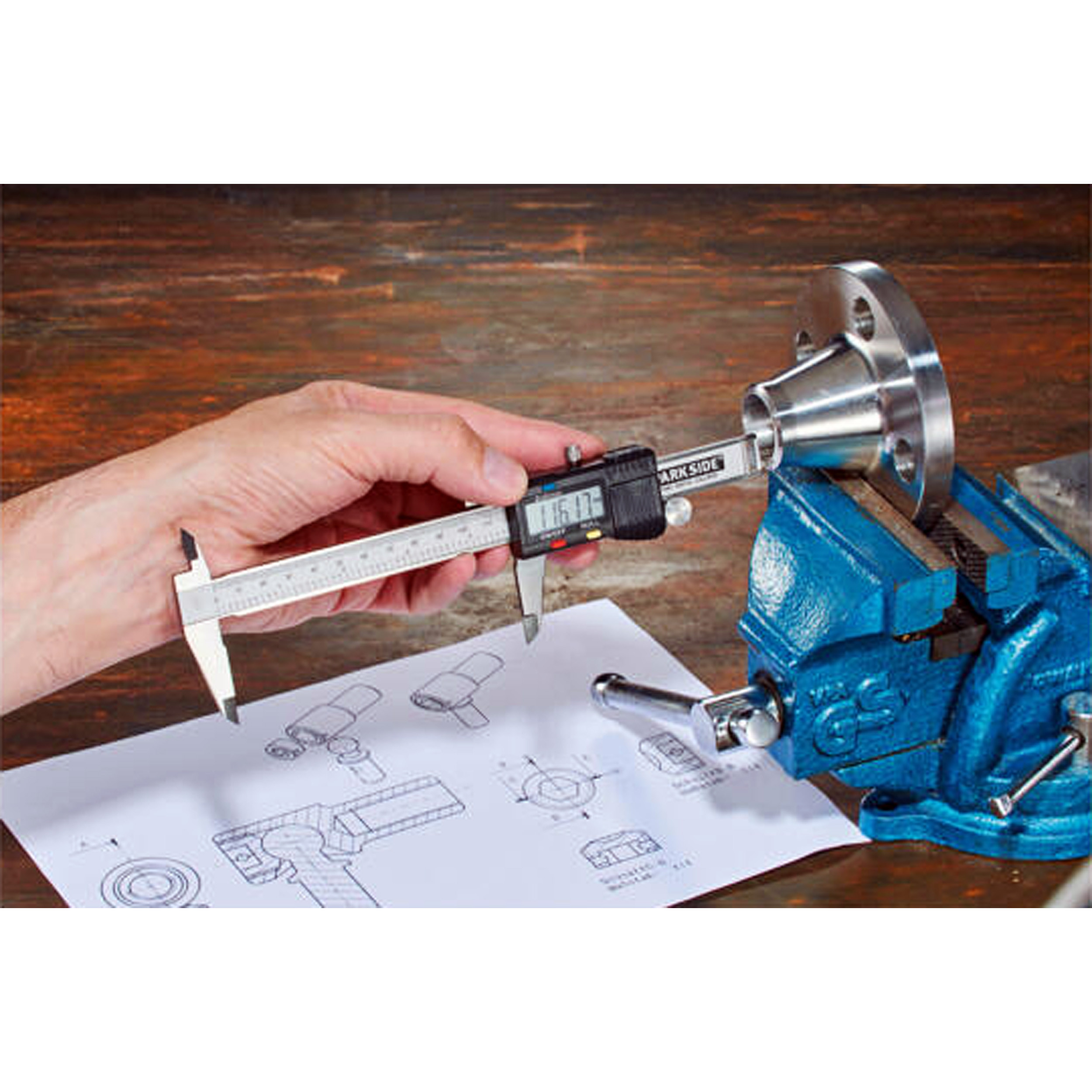 کولیس دیجیتال پارکساید کد 150 گستره 0-150 میلیمتر