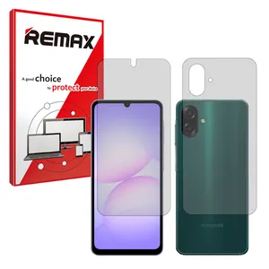 Remax Resistant model transparent screen protector suitable for Samsung Galaxy A07 Mobile phone along with the back protector